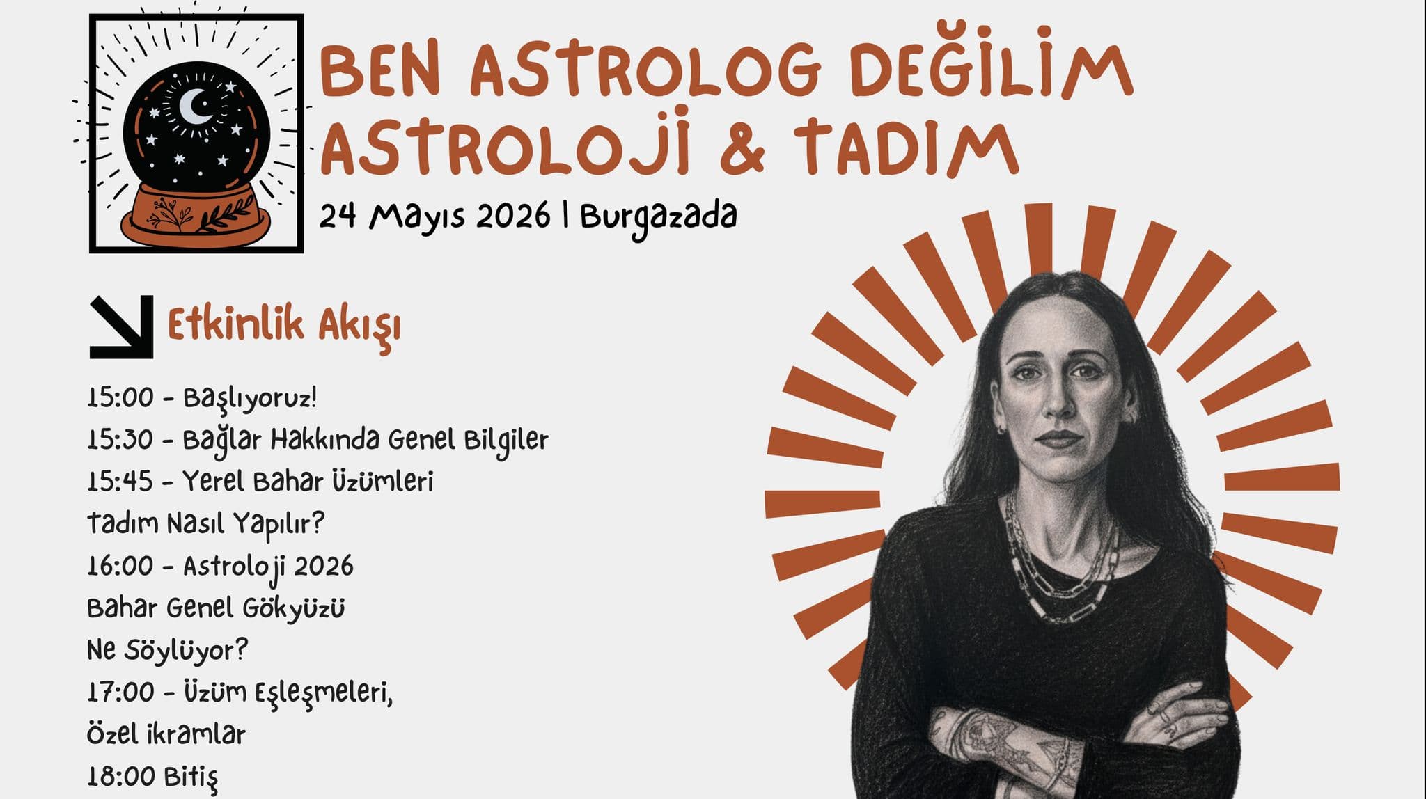 Ben Astrolog Değilim ile 2026 Astroloji & Bahar Tadımı - Büyükçam Mevkii Sk. No:16 Burgazada