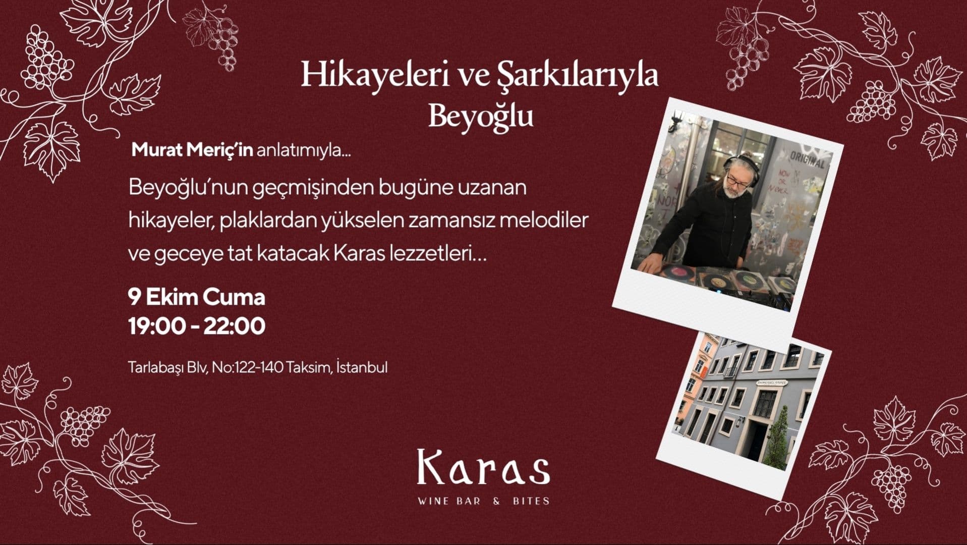 Murat Meriç ile Hikayeleri & Şarkılarıyla Beyoğlu - Şehit Muhtar, Tarlabaşı Bulvarı 122-140, Beyoğlu/İstanbul, Türkiye
