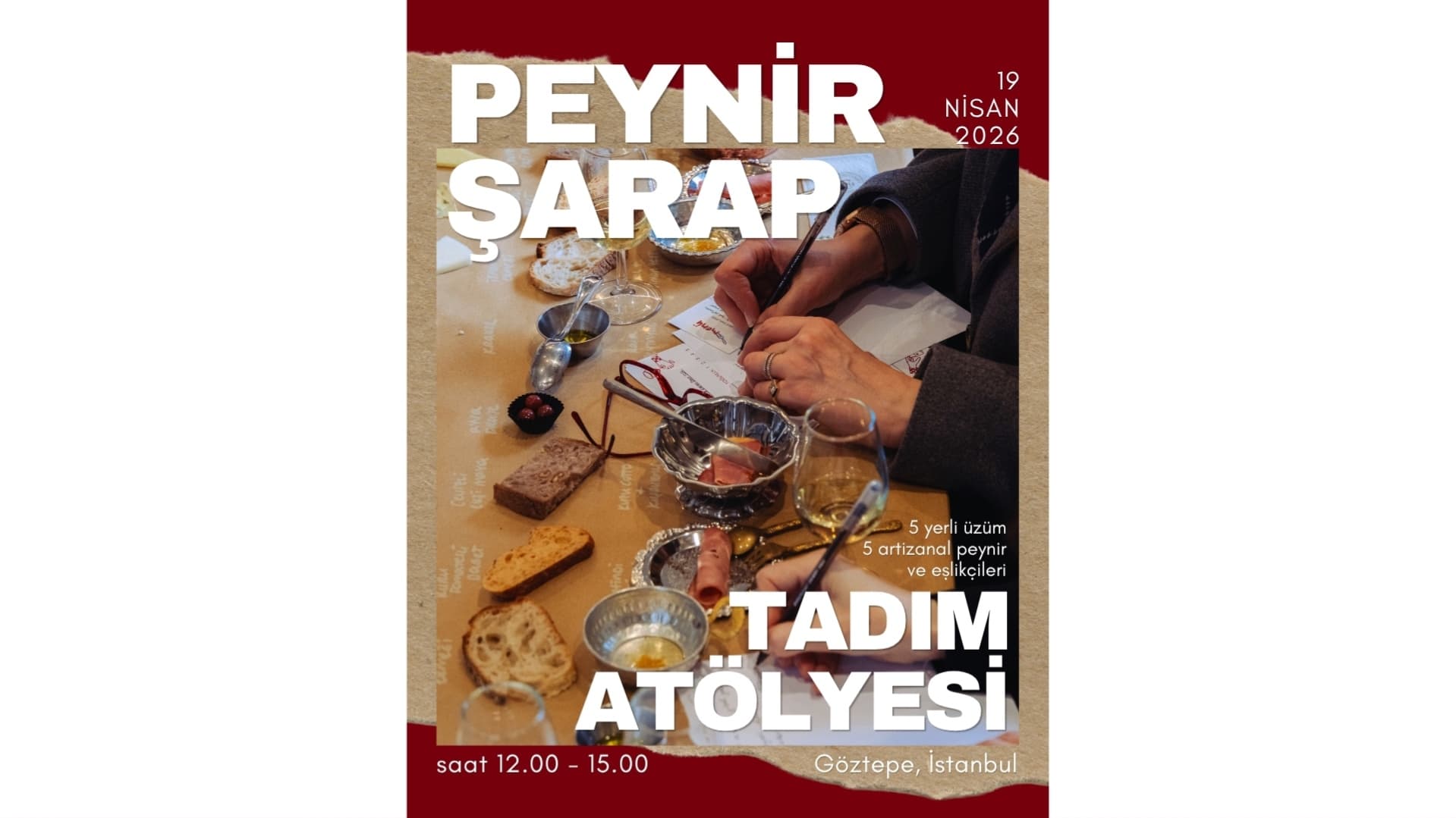 Şarap & Peynir Tadım Atölyesi - 19 Nisan Pazar