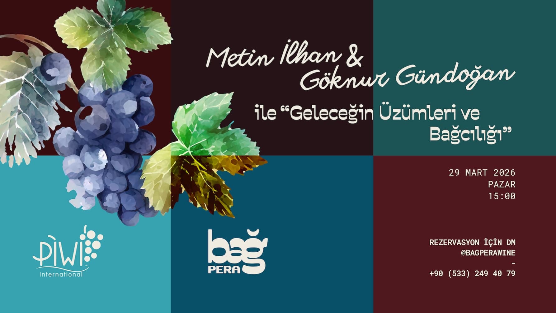 Metin İlhan & Göknur Gündoğan ile Geleceğin Üzümleri ve Bağcılığı - Asmalı Mescit, İstiklal Caddesi No:186, Beyoğlu/İstanbul, Türkiye