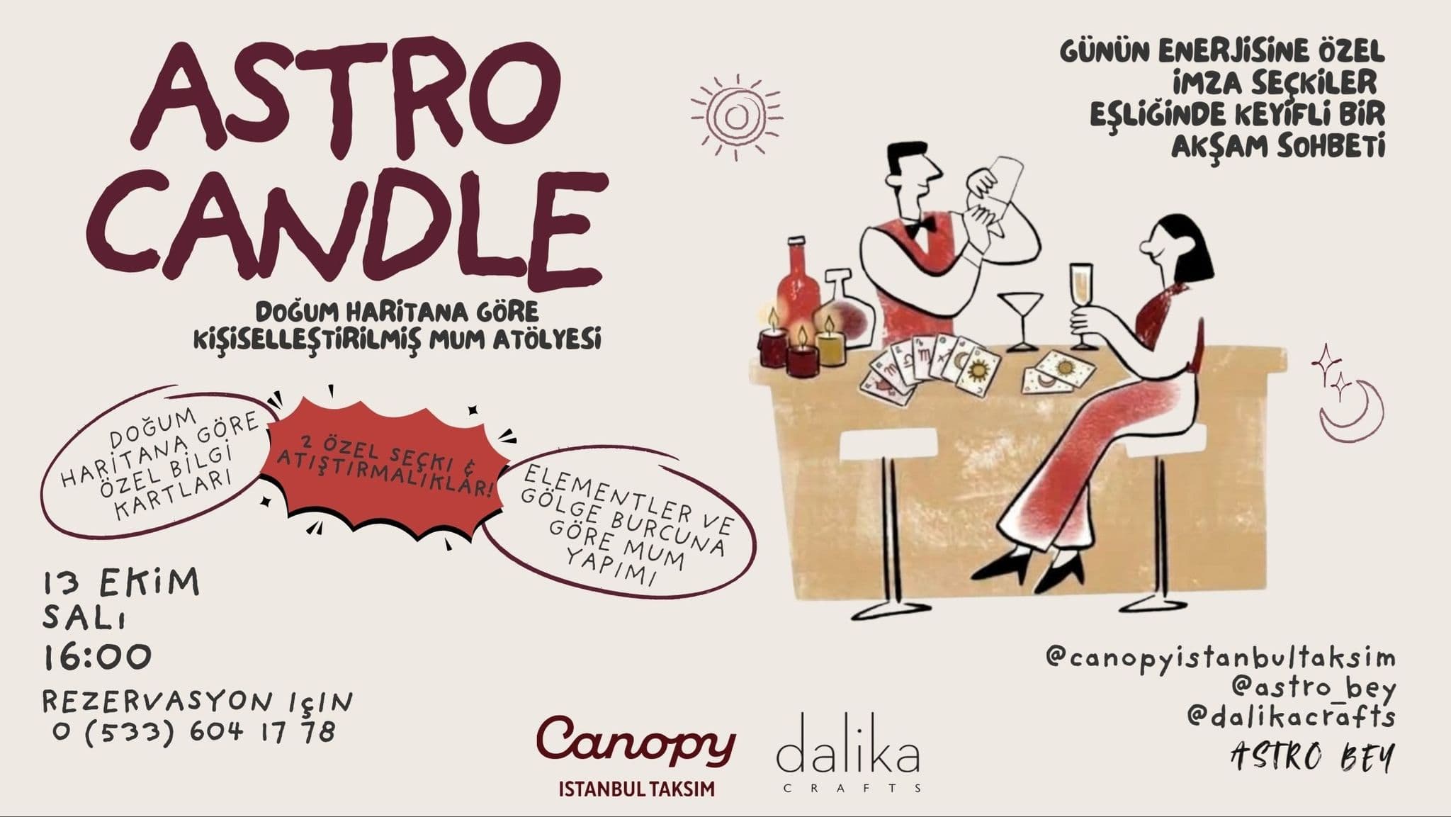 Astro Candle - Doğum Haritana Göre Mum Yapma Atölyesi - Şehit Muhtar, Tarlabaşı Bulvarı 122-140, Beyoğlu/İstanbul, Türkiye