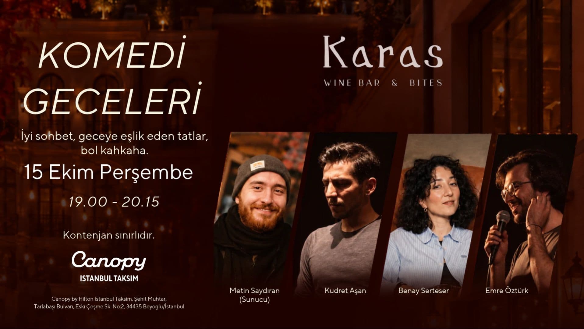 Karas Komedi Geceleri - Şehit Muhtar, Tarlabaşı Bulvarı 122-140, Beyoğlu/İstanbul, Türkiye