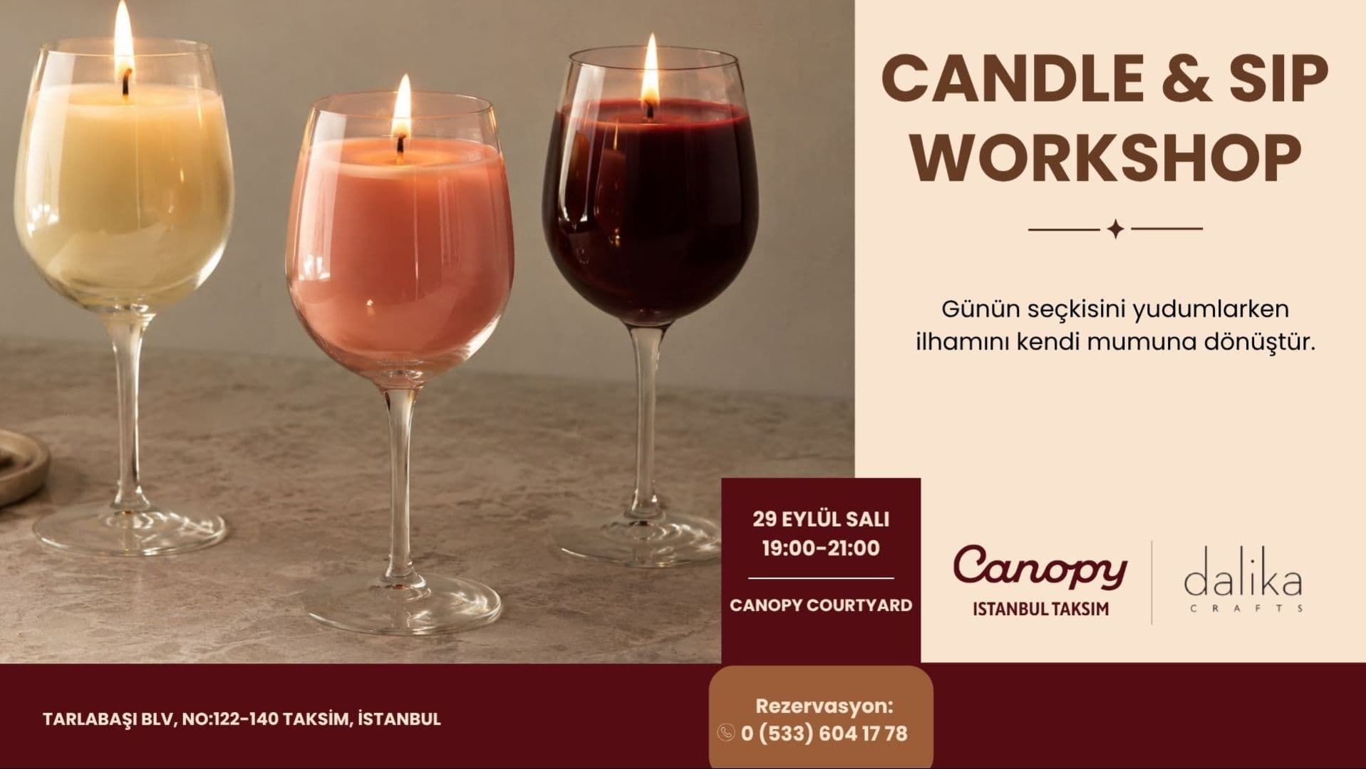 Candle & Sip Workshop - Şehit Muhtar, Tarlabaşı Bulvarı 122-140, Beyoğlu/İstanbul, Türkiye