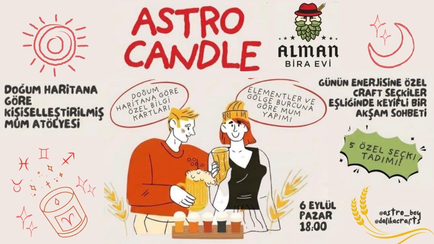 Beyoğlu Alman Bira Evi'nde Astro Candle Atölyesi - Firuzağa, Yeni Çarşı Cd. No:19, Beyoğlu/İstanbul, Türkiye